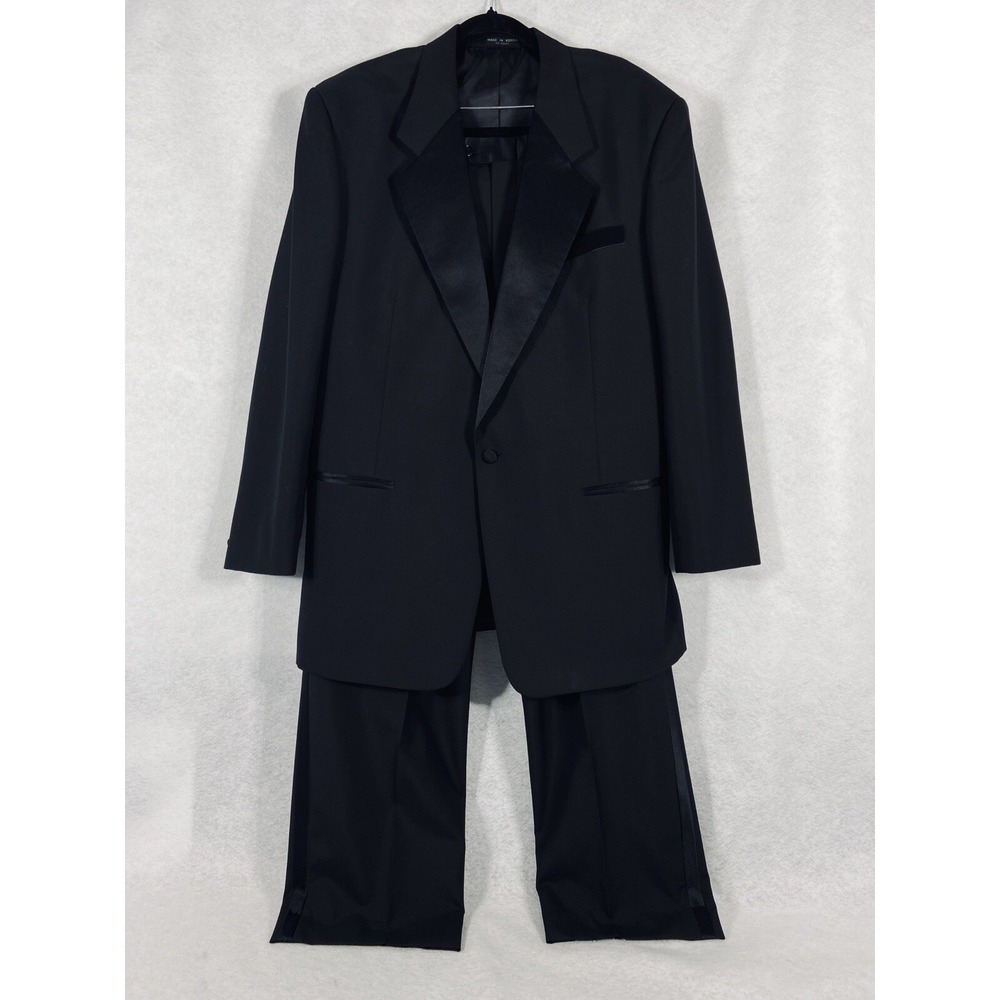 Gerald Austin 2PC Tuxedo Suit Men's 44L Black 100% Wool